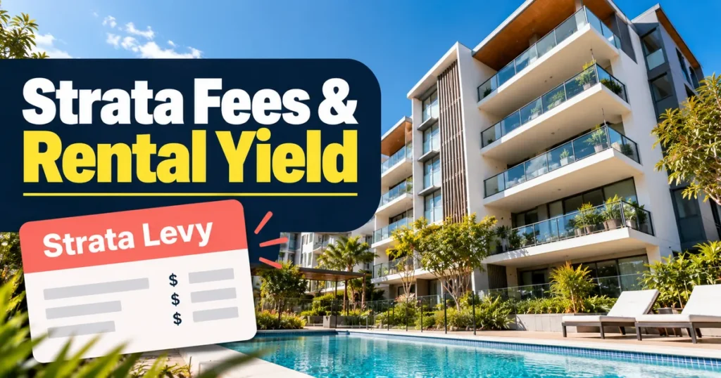 Apartment complex with a pool and a strata levy notice
