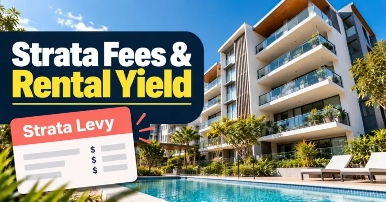 Apartment complex with a pool and a strata levy notice